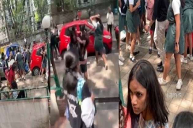 B luru girl students  indulge in street fight  video goes viral