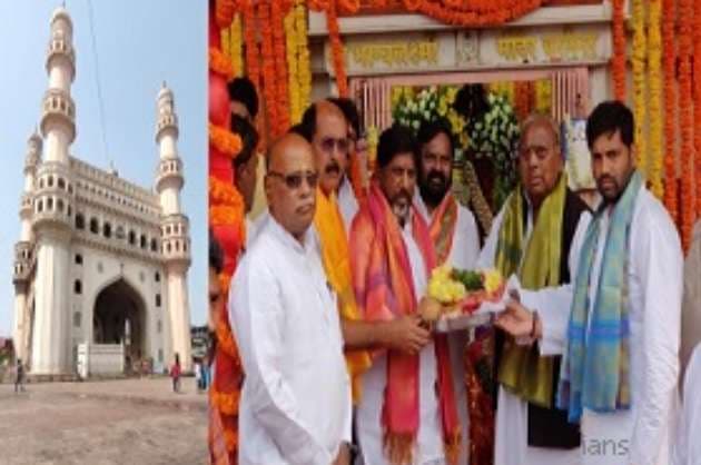 Congress leaders pray at Charminar temple amid row