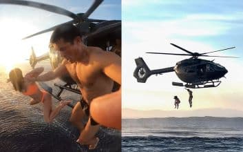 On Romantic Getaway, Katy Perry and Orlando Bloom Jump Out of Helicopter into Ocean