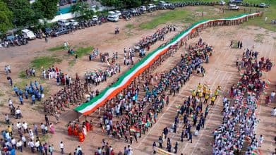 People Participate Tiranga Yatra in Bhuj with 300-Meter National Flag