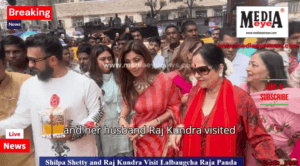Shilpa Shetty and Raj Kundra Visit Lalbaugcha Raja Pandal in Mumbai