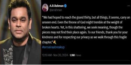 A.R Rahman, Wife Separate After 29 Years of Marriage; Composer Says had Hoped to Reach The ‘Grand Thirty’