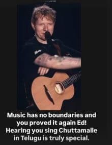 Ed Sheeran Singing ‘Chuttamalle' Leaves Jr NTR, Jahnavi Kapoor Impressed