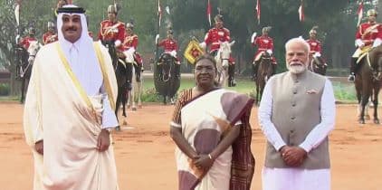 Qatar’s Emir Receives Ceremonial Welcome at Rashtrapati Bhavan, To Hold Meeting with PM Modi Today