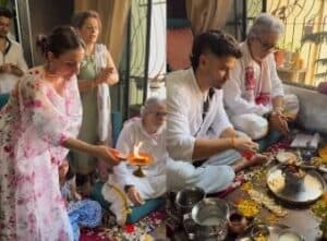Soha Shares Glimpse of Puja with Kunal, Inaaya on Herath Poshte: ‘Love, Peace and Prayer’