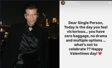 On Valentine’s Day, Karan Johar Pens a Note For ‘Single’ People