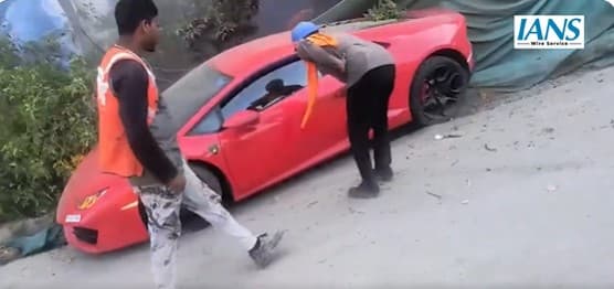 Speeding Lamborghini Driver Arrested After Hitting Two Pedestrians on Noida Footpath