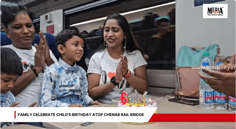Family Celebrate Child's Birthday Atop Chenab Rail Bridge