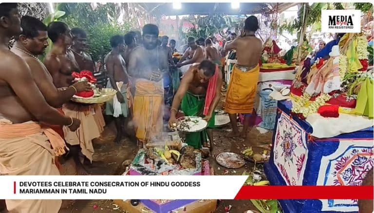 Devotees Celebrate Consecration of Hindu Goddess Mariamman in Tamil Nadu