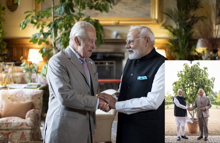 PM Modi Meets King Charles at Sandringham House, Gifts Him Tree Sapling Inspired by 'Ek Ped Maa Ke Naam' Initiative