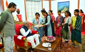 Visually Impaired, Tribal Students, Self-Help Group Women Tie Rakhi to Governor Radhakrishnan
