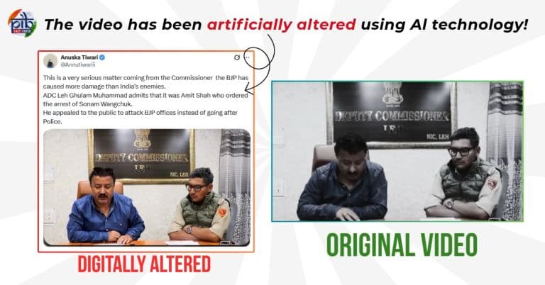 PIB Debunks Deepfake Video Falsely Attributing Statement to ADC Leh on Sonam Wangchuk’s Arrest