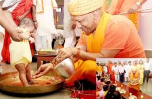CM Yogi Adityanath Celebrates Matri Shakti, Performs Kanya Pujan of 9 Girls Symbolising Goddess Durga’s Forms