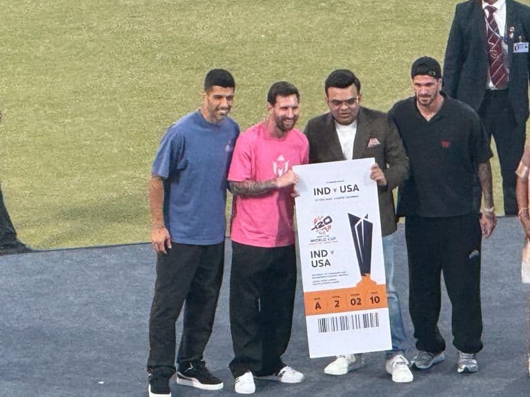 Lionel Messi Receives India vs USA T20 World Cup 2026 Tickets During GOAT India Tour in Delhi