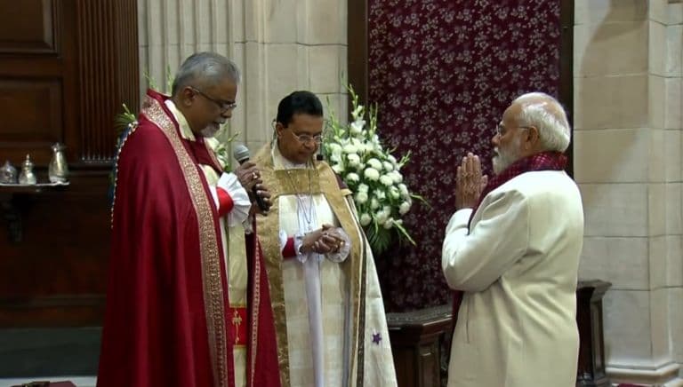 PM Modi Joins Christmas Prayers at Cathedral Church of the Redemption in Delhi