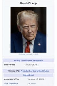 Trump Shares Image Portraying Himself as ‘Acting President of Venezuela’, Sparks Global Buzz