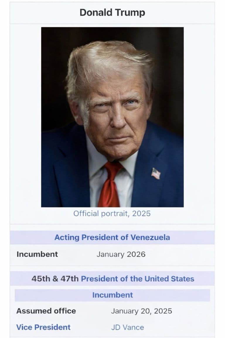 Trump Shares Image Portraying Himself as ‘Acting President of Venezuela’, Sparks Global Buzz