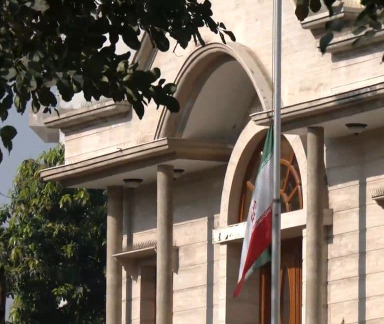 Iranian Embassy in New Delhi Lowers Flag to Half-Mast Following Khamenei’s Death
