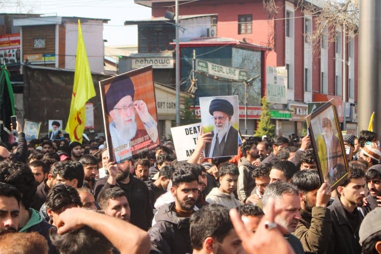 Crowds in Kashmir Protest Killing of Iran’s Supreme Leader Khamenei; Leaders Urge for Calm