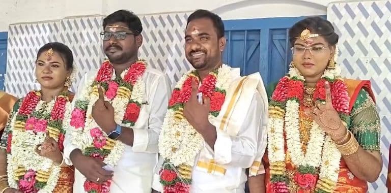 Newlywed Couples Cast First Votes Together in Tamil Nadu, Highlighting Spirit of Democracy