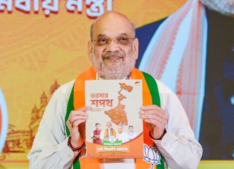 Amit Shah Unveils BJP’s Bengal Manifesto, Focus on Infiltration, Jobs, Women