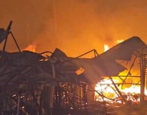 Massive Fire Erupts at Furniture Market in Delhi’s Shastri Park, Locals Stone Fire Tenders Over Alleged Delay in Response.