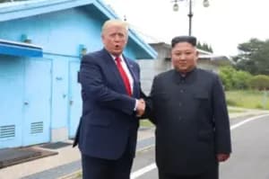 Trump briefly steps into