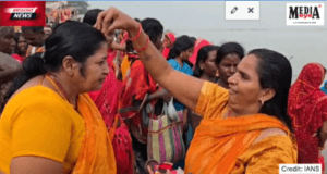 Women Gather At Ganga Ghats For Chhath Puja