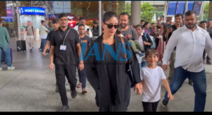 Bollywood Actors Kareena, Saif Arrive at Mumbai Airport with Kids Taimur and Jeh