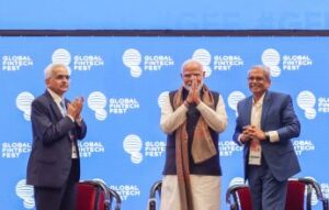 Mumbai: Prime Minister Narendra Modi with Governor of the Reserve Bank of India Shaktikanta Das and Co-founder of Infosys Kris Gopalkrishnan at the Global FinTech Fest in Mumbai on Friday August 30, 2024. (Photo: IANS)