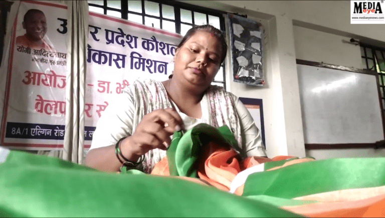 Women of Self-Help Group Making Tricolour for Independence Day