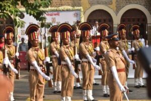 Police platoon, Police Martyrs’ Memorial on the premises of the Mumbai Police Commissioner